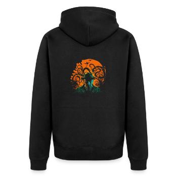 Red Sun - Unisex Premium Organic Zip Hoodie - black - Back - Nico (187cm)