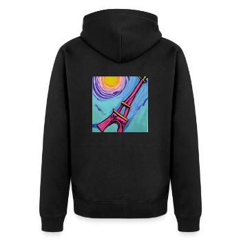 Paris Eiffelturm van gogh - Unisex Premium Bio Zip Hoodie - Schwarz - Hinten - Nico (187cm)