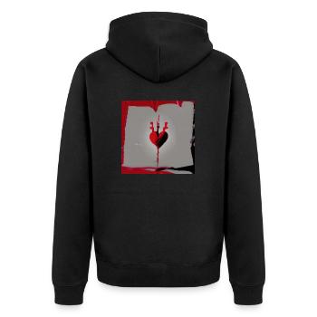 Bloody Heart - Unisex Premium Bio Zip Hoodie - Schwarz - Hinten - Nico (187cm)