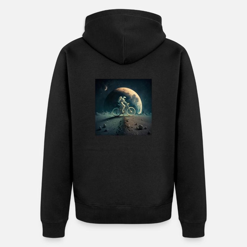 Biker on the moon - Unisex Premium Bio Zip Hoodie - Schwarz