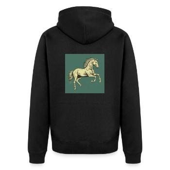 Retro Pferd - Unisex Premium Bio Zip Hoodie - Schwarz - Hinten - Nico (187cm)