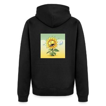 Sonnenblume Cartoon - Unisex Premium Bio Zip Hoodie - Schwarz - Hinten - Nico (187cm)