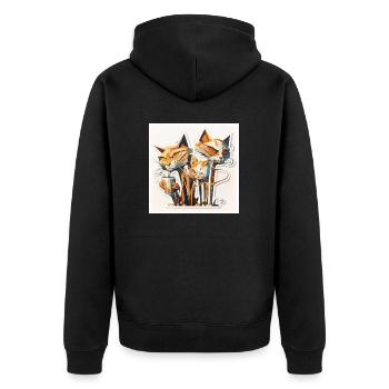 Katzen trinken gerne Kaffee, Geschenk, cool - Unisex Premium Bio Zip Hoodie - Schwarz - Hinten - Nico (187cm)
