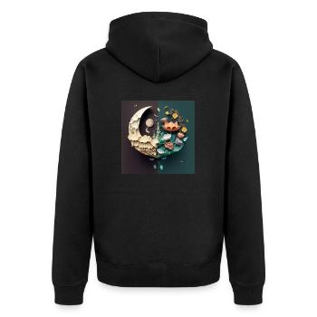 Flowers from the moon to earth, gift, birthday - Unisex Premium Organic Zip Hoodie - black - Back - Nico (187cm)