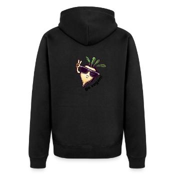 Mignon navet végétalien. Paix! - Veste à capuche bio Premium Unisexe - noir - Dos - Nico (187cm)