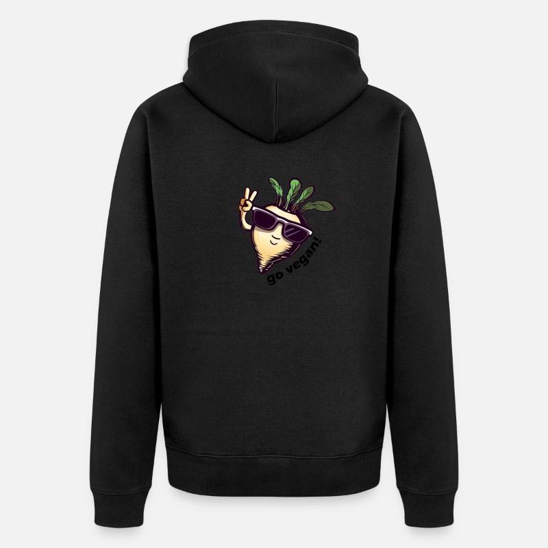 Mignon navet végétalien. Paix! - Veste à capuche bio Premium Unisexe - noir