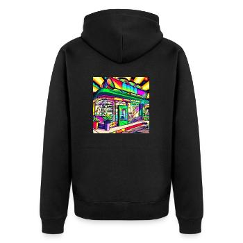 Modern Weed Club AUF - Unisex Premium Bio Zip Hoodie - Schwarz - Hinten - Nico (187cm)