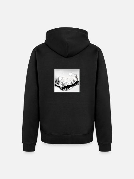 Misty Peaks - Unisex Premium Organic Zip Hoodie - black