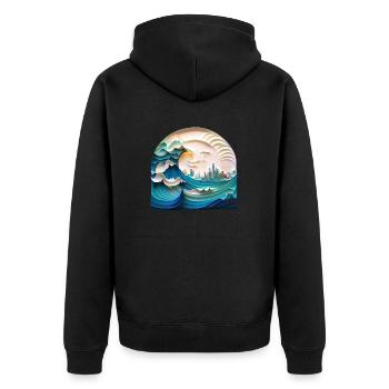 Roar of the Ocean - Unisex Premium Organic Zip Hoodie - black - Back - Nico (187cm)