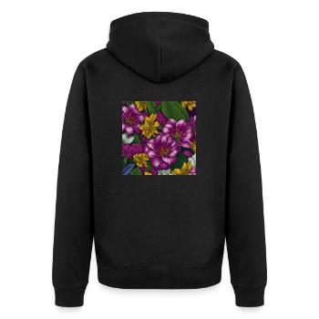 Amazing Flowers - Unisex Premium Organic Zip Hoodie - black - Back - Nico (187cm)
