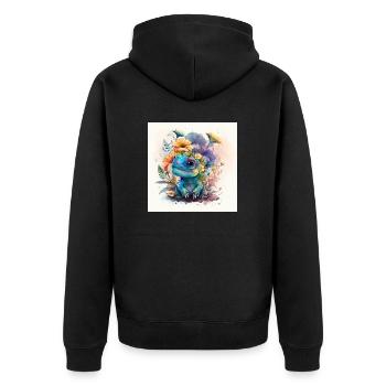 Dino Design - Unisex Premium Bio Zip Hoodie - Schwarz - Hinten - Nico (187cm)