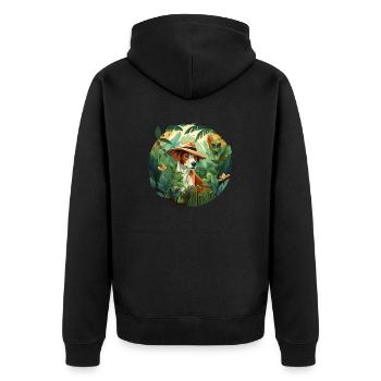 The Canine Explorer - Unisex Premium Organic Zip Hoodie - black - Back - Nico (187cm)