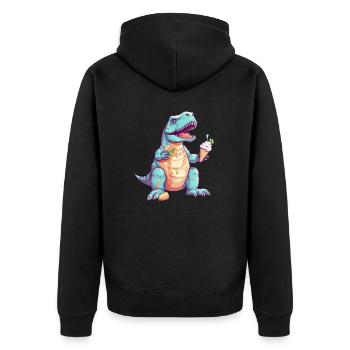 Tollpatschiger T-Rex mit Eis - Unisex Premium Bio Zip Hoodie - Schwarz - Hinten - Nico (187cm)