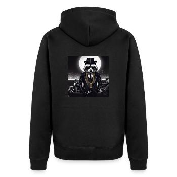 Gangster Waschbär - Unisex Premium Bio Zip Hoodie - Schwarz - Hinten - Nico (187cm)