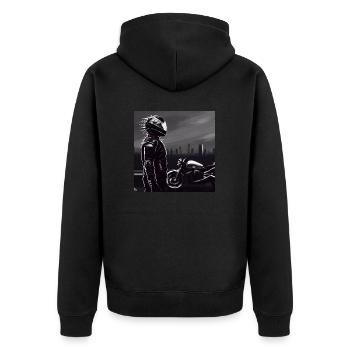Motorcycle Pencil Drawing - Unisex Premium Organic Zip Hoodie - black - Back - Nico (187cm)
