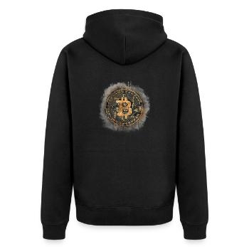 Bitcoin - Unisex Premium Bio Zip Hoodie - Schwarz - Hinten - Nico (187cm)