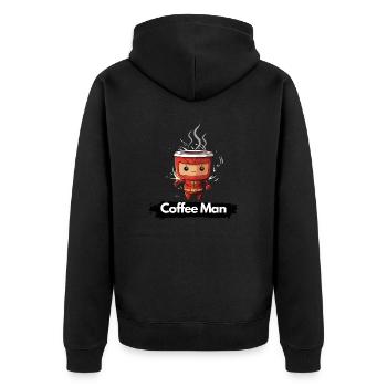 Coffee Man - Unisex Premium Bio Zip Hoodie - Schwarz - Hinten - Nico (187cm)