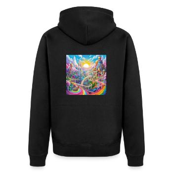 icecrusher Cartographic Pencil Art Color - Unisex Premium Bio Zip Hoodie - Schwarz - Hinten - Nico (187cm)