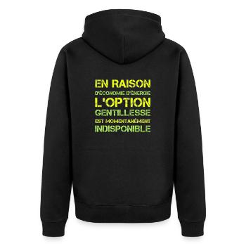Economie énergie l'option gentillesse indisponible - Veste à capuche bio Premium Unisexe - noir - Dos - Nico (187cm)