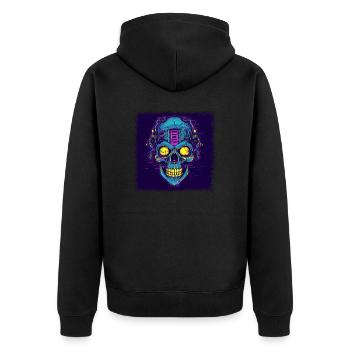 birthday skeleton costume spooky skateboard heart - Unisex Premium Bio Zip Hoodie - Schwarz - Hinten - Nico (187cm)