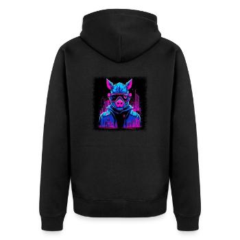 Drôle de cochon LittlemandyArt Animal Shelter Végétarien - Veste à capuche bio Premium Unisexe - noir - Dos - Nico (187cm)