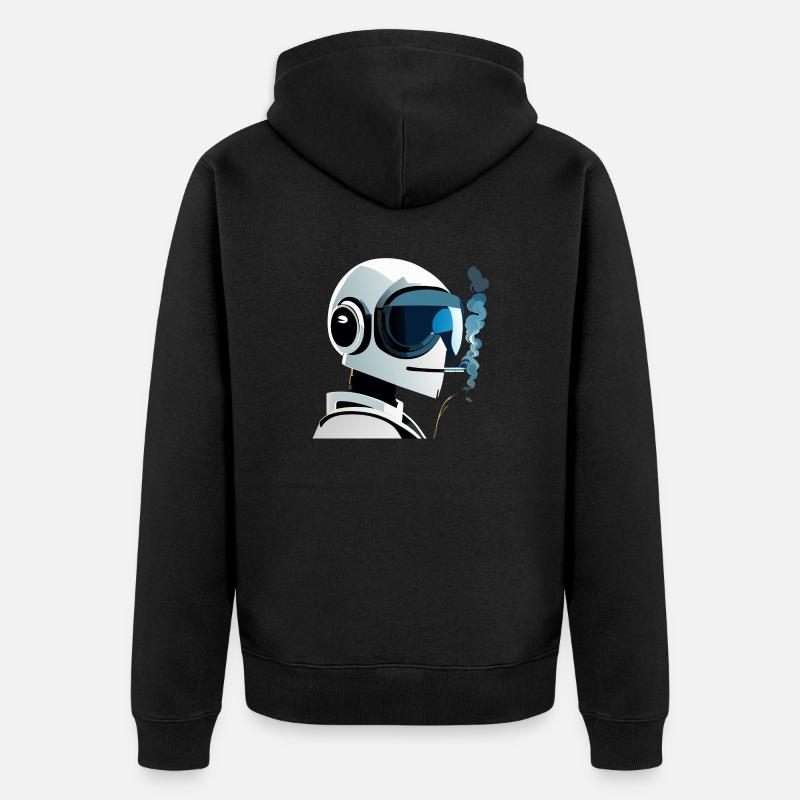 Le robot fume une cigarette - Veste à capuche bio Premium Unisexe - noir