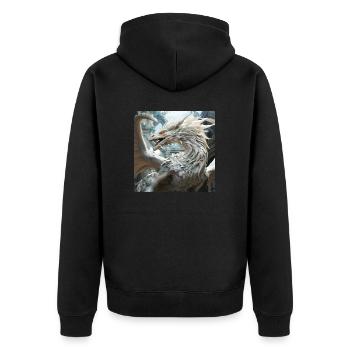 Weißer Drache - Unisex Premium Bio Zip Hoodie - Schwarz - Hinten - Nico (187cm)
