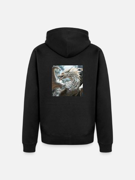 Weißer Drache - Unisex Premium Bio Zip Hoodie - Schwarz
