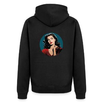 The modern woman in retro style - Unisex Premium Organic Zip Hoodie - black - Back - Nico (187cm)