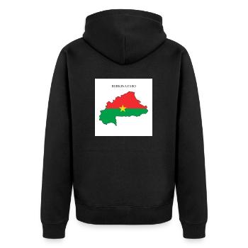 Burkina Faso Flagge, Map - Unisex Premium Bio Zip Hoodie - Schwarz - Hinten - Nico (187cm)
