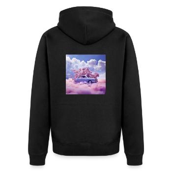 Auto über den Wolken - Unisex Premium Bio Zip Hoodie - Schwarz - Hinten - Nico (187cm)