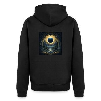 Planet landscape - Unisex Premium Bio Zip Hoodie - Schwarz - Hinten - Nico (187cm)