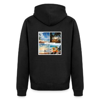 Summer, Sommer, good life, Beach, Strand, Urlaub - Unisex Premium Bio Zip Hoodie - Schwarz - Hinten - Nico (187cm)