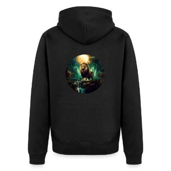 Majestätischer Löwe König der Tiere Geschenk Löwen - Unisex Premium Bio Zip Hoodie - Schwarz - Hinten - Nico (187cm)