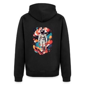 Astronaut - Unisex Premium Bio Zip Hoodie - Schwarz - Hinten - Nico (187cm)