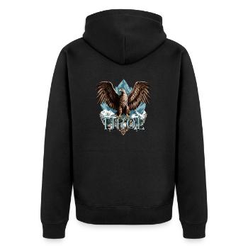 Tirol mit Adler dem Land Tirol die Treue, Geschenk - Unisex Premium Bio Zip Hoodie - Schwarz - Hinten - Nico (187cm)