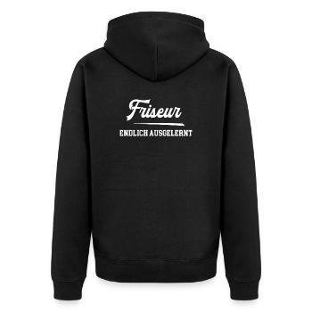 Friseur Endlich Ausgelernt Friseure Azubi Lehre - Unisex Premium Bio Zip Hoodie - Schwarz - Hinten - Nico (187cm)