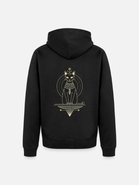 Bastet Egyptian Cat - Unisex Premium Organic Zip Hoodie - black