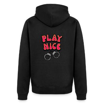 Play Nice - Unisex Premium Organic Zip Hoodie - black - Back - Nico (187cm)