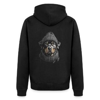 Rottweiler Bobble Hat Dog Dog Rottie - Unisex Premium Organic Zip Hoodie - black - Back - Nico (187cm)