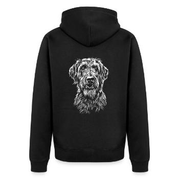 Irish Wolfhound Portrait Dog Dogs Greyhounds - Unisex Premium Organic Zip Hoodie - black - Back - Nico (187cm)