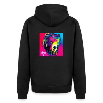L’ours rose - Animal Portrait Pop Art Style v3 - Veste à capuche bio Premium Unisexe - noir - Dos - Nico (187cm)