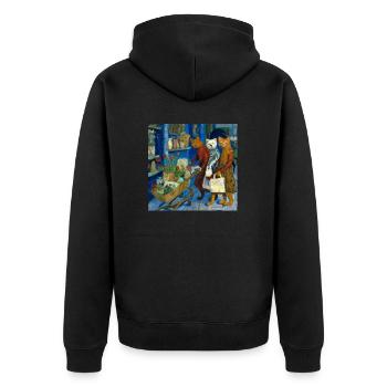 Cats in Van Gogh style 2 - Unisex Premium Organic Zip Hoodie - black - Back - Nico (187cm)