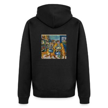 Cats in Van Gogh style 3 - Unisex Premium Organic Zip Hoodie - black - Back - Nico (187cm)
