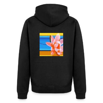 PINKE-ROSE - Unisex Premium Bio Zip Hoodie - Schwarz - Hinten - Nico (187cm)
