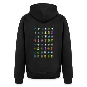 Süße Roboter Muster - Unisex Premium Bio Zip Hoodie - Schwarz - Hinten - Nico (187cm)