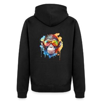 Singe cool coloré avec des lunettes de soleil - Veste à capuche bio Premium Unisexe - noir - Dos - Nico (187cm)