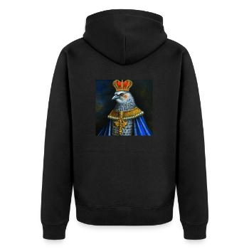 Adler in der Krone - Unisex Premium Bio Zip Hoodie - Schwarz - Hinten - Nico (187cm)