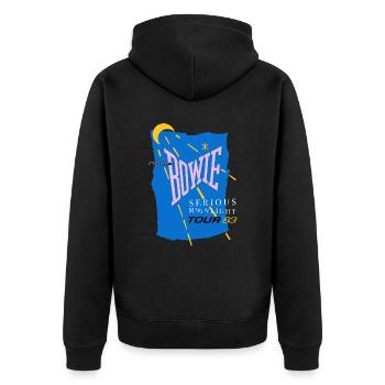 David Bowie Serious Moonlight Tour '83 - Unisex Premium Bio Zip Hoodie - Schwarz - Hinten - Nico (187cm)