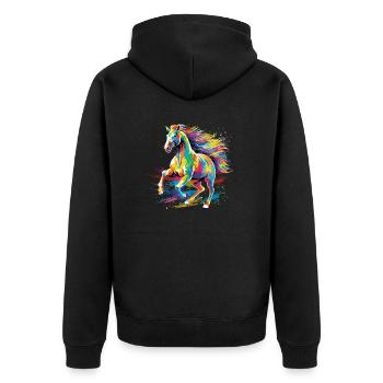 Beautiful Horse Village Kids Rider Equestrian - Unisex Premium Organic Zip Hoodie - black - Back - Nico (187cm)